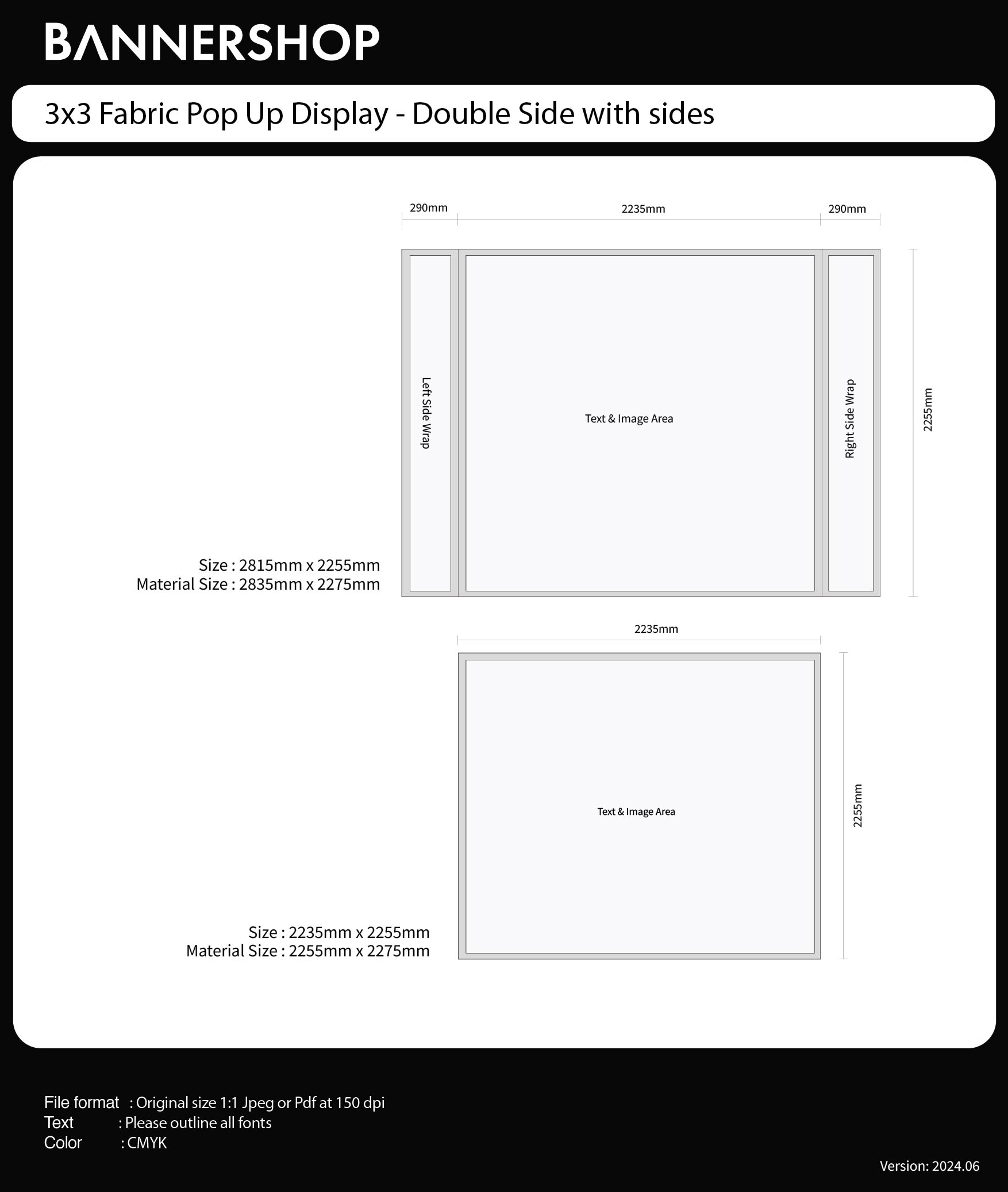 3x3 Fabric Pop Up Display - Double Sided