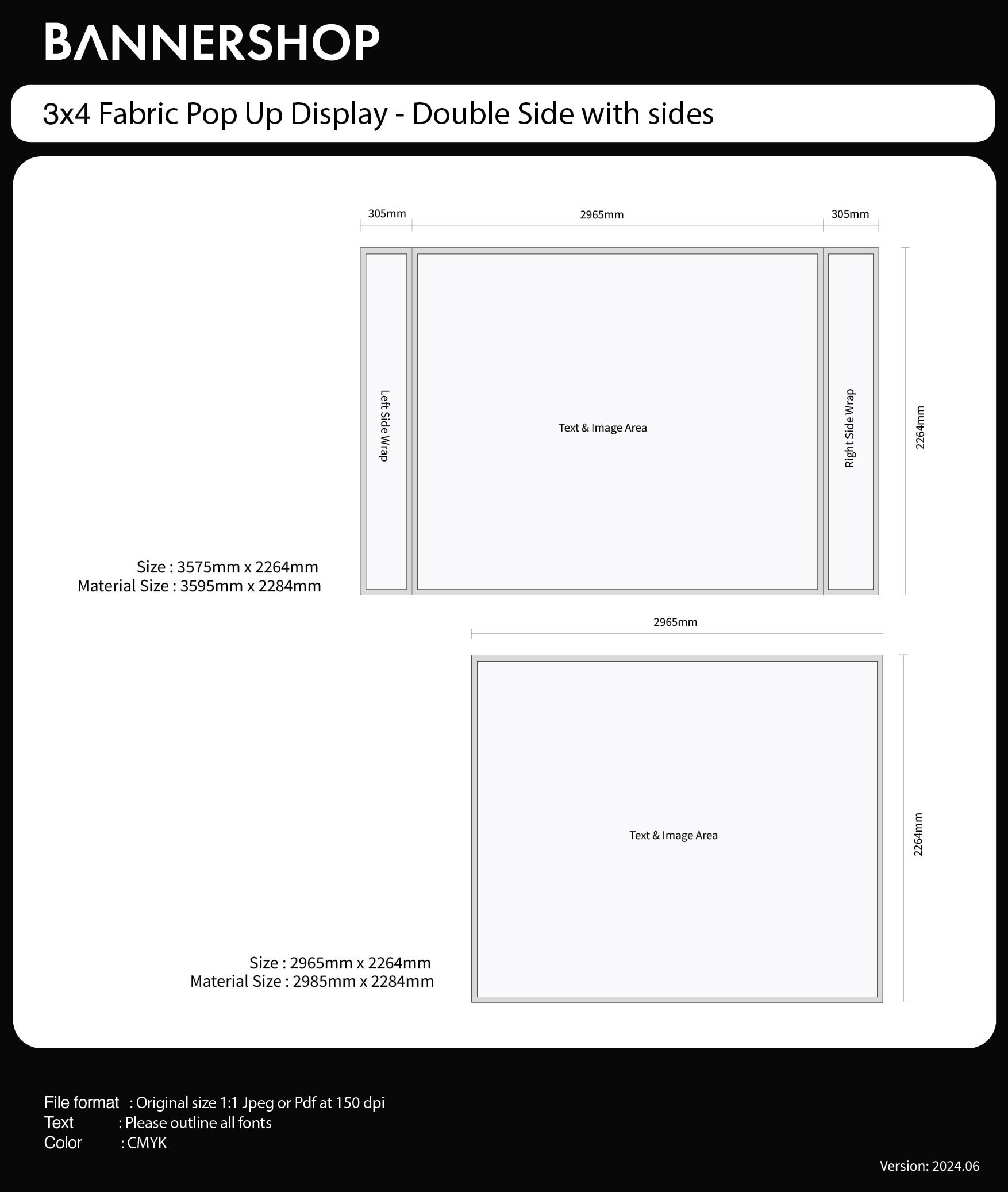 3x4 Fabric Pop Up Display - Double Sided